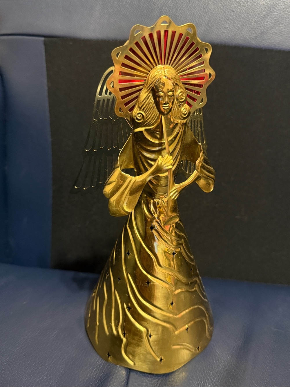 Gallery Gold Angel Sculpture with Red Halo Accent
